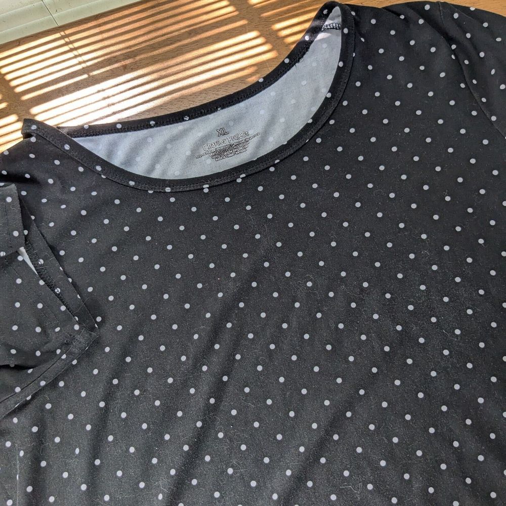 Charlie's Project‎ Women's XL Black White Polka Dot T-shirt Jersey Maxi Dress